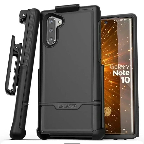 Belt Clip Case For Samsung‎ Note 10 Thin Armor Full Body Protective Cover Black - Picture 1 of 12